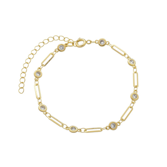 Bracelet chaine en plaqué or avec Zirconium