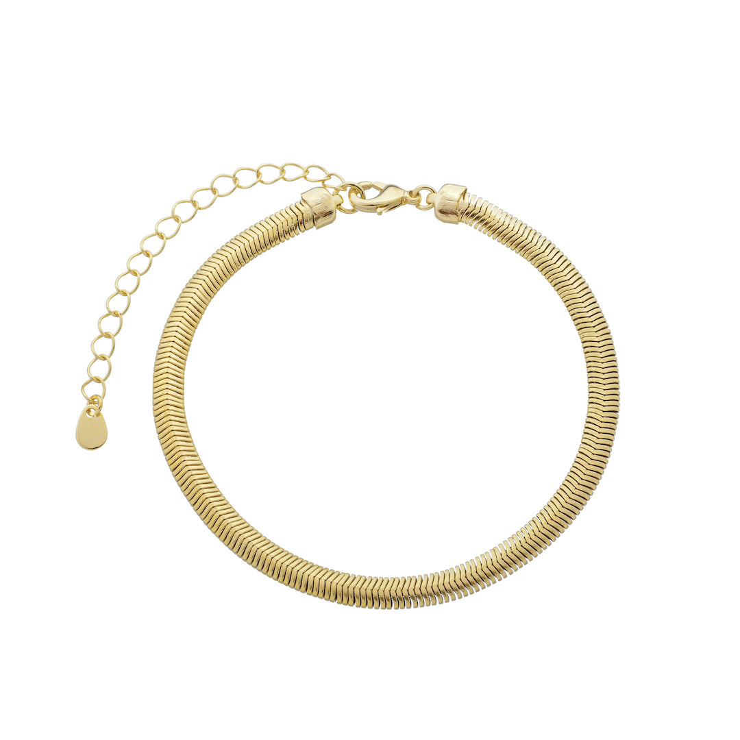 Bracelet souple en maille serpent plaqué or ajustable