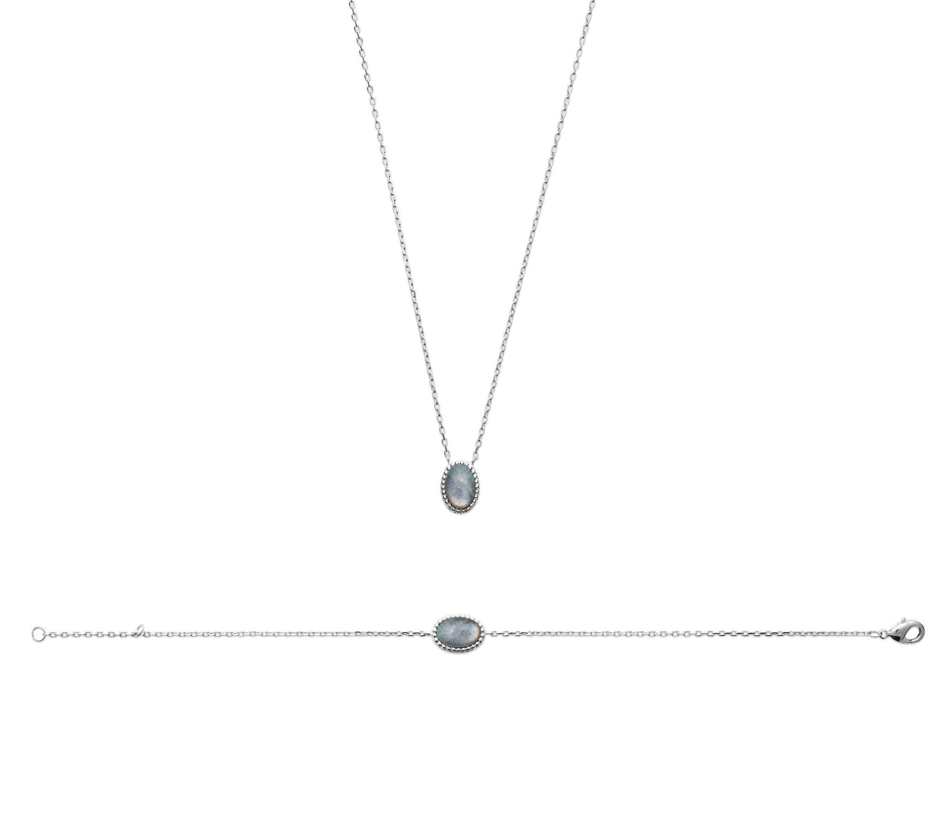 Bracelet et collier en argent et pierre naturelle Labradorite - Bubble Style Store