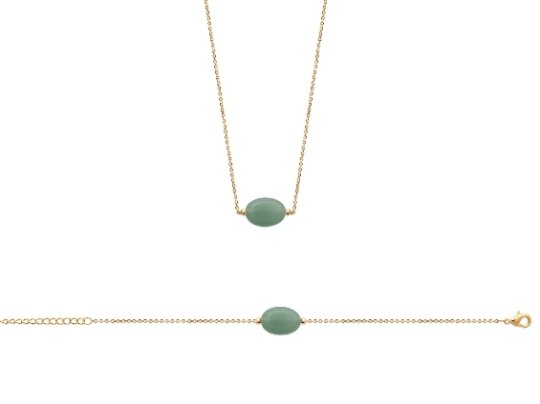 Bracelet en plaqué or et quartz vert - Bubble Style Store