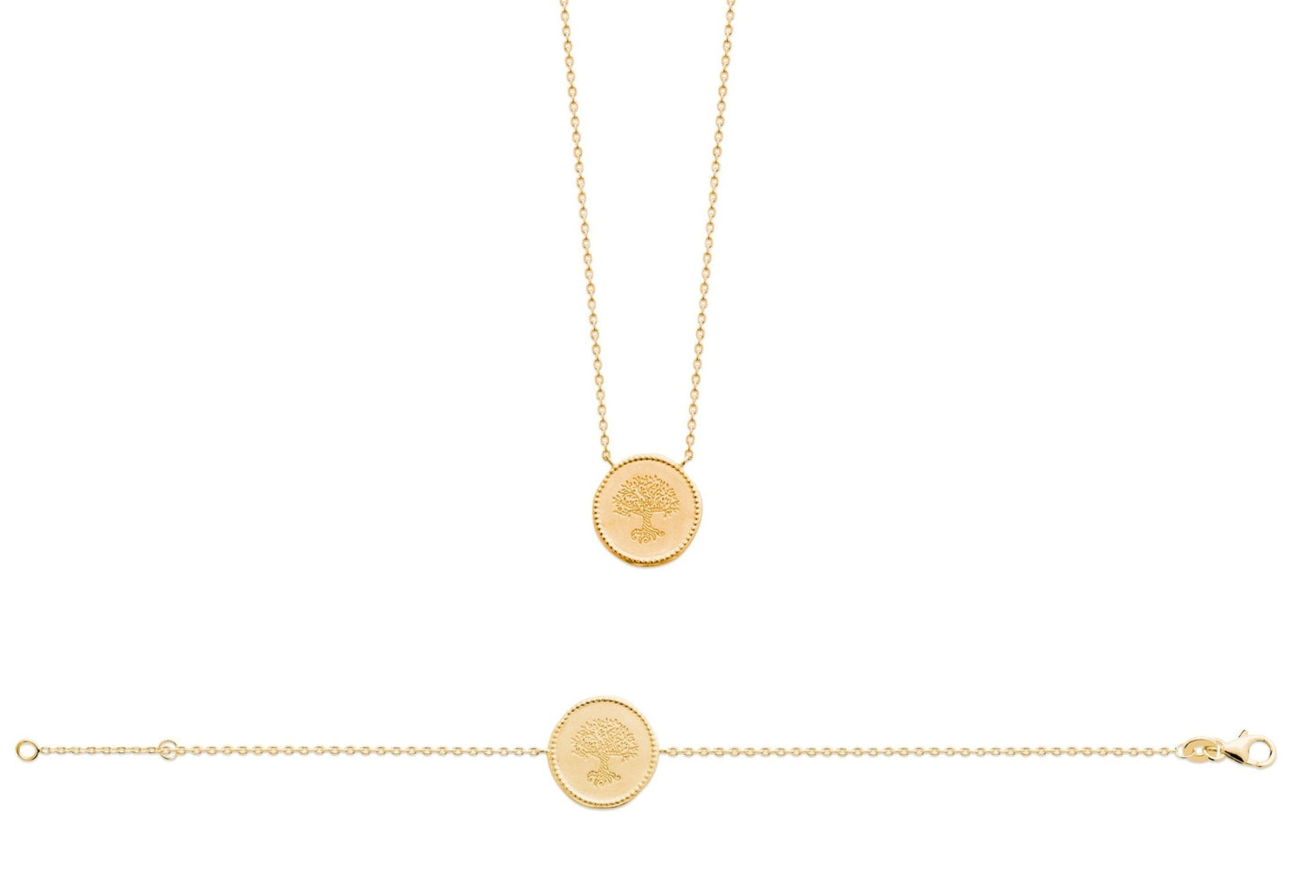 Bracelet et collier médaille Arbre de vie en plaqué or - Bubble Style Store