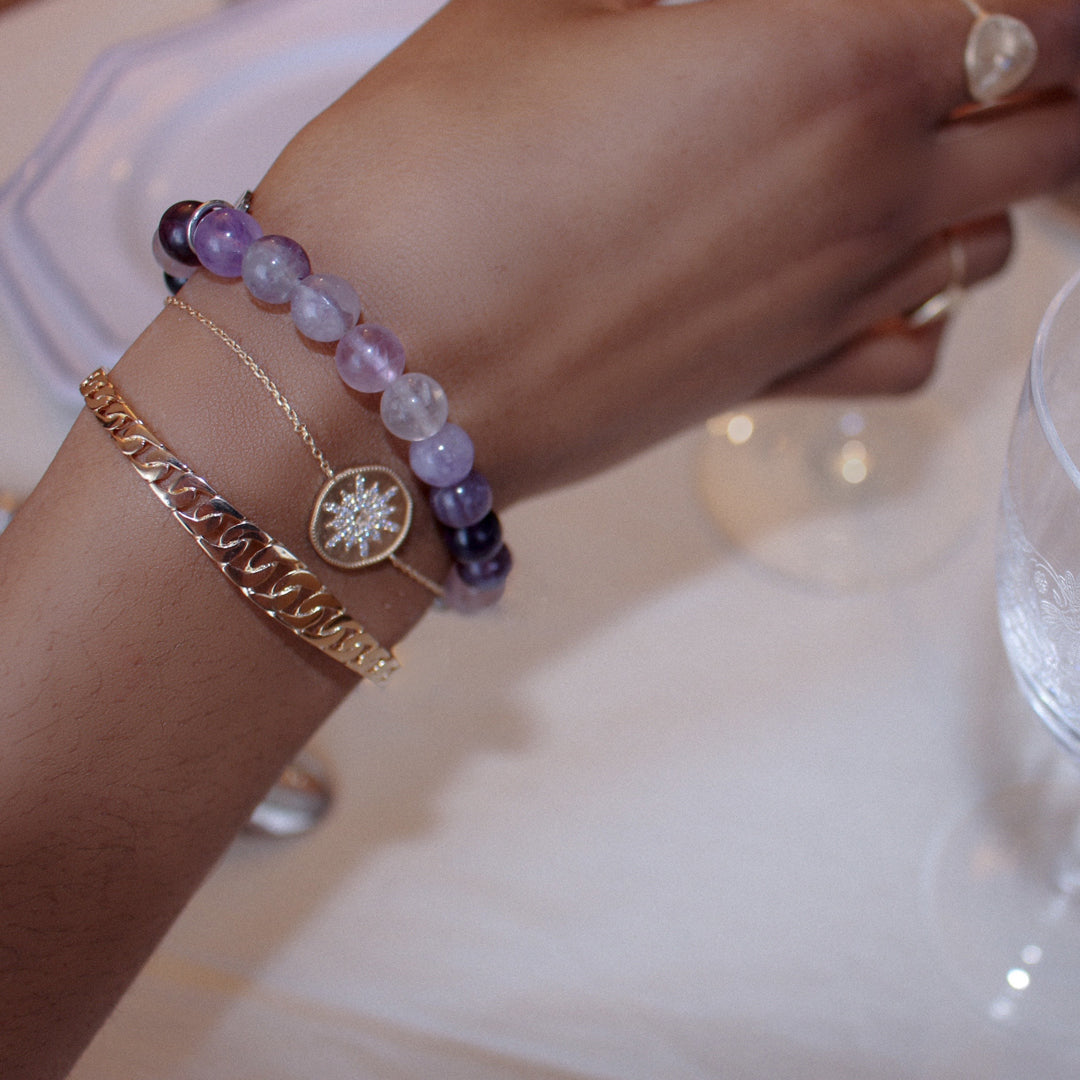 Plusieurs bracelets en plaqué or et pierre naturelle pour femme - Bubble Style Store
