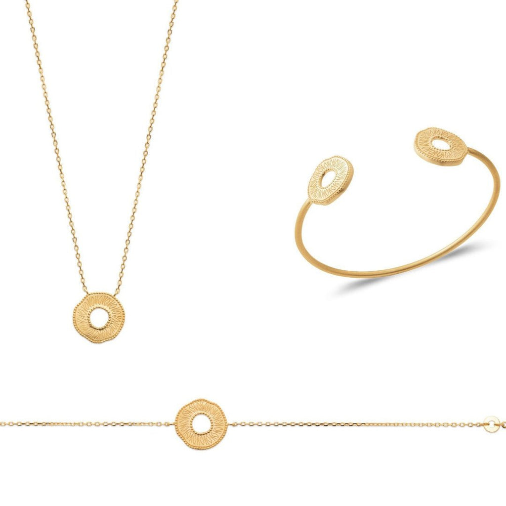 Collier chaine en plaqué or avec médaille ronde trouée - Bubble Style Store