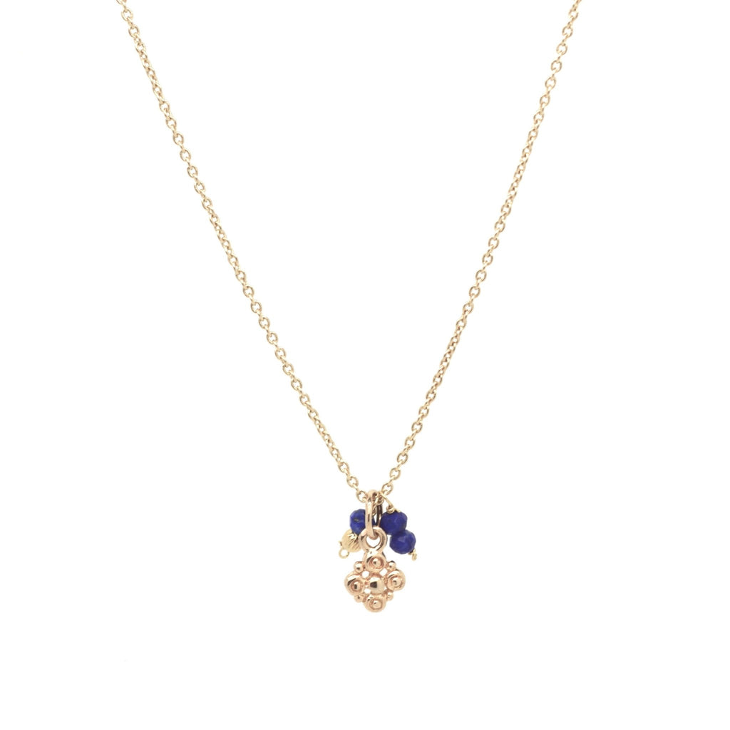 Collier fleur avec perles bleus pour femme - Bubble Style Store