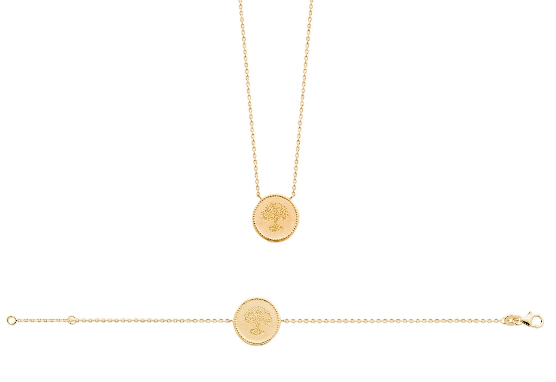 Collier et bracelet médaille arbre de vie en plaqué or - Bubble Style Store