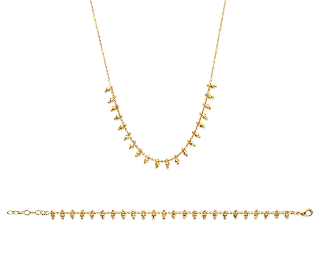 Collier ras du cou et bracelet avec perles en plaqué or - Bubble Style Store